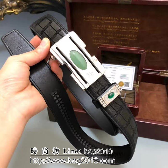 愛馬仕HERMES 印度東陵玉系列 南非野生鹿皮 印度優質東陵玉石鋼扣高端男士皮帶 HHG1826